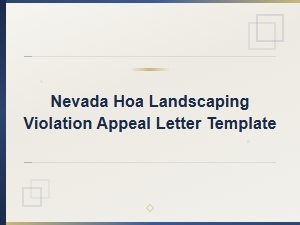 Nevada Hoa Landscaping Violation Appeal Letter