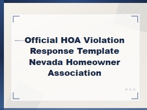Hoa Violation Response Template for Nevada Homeowners